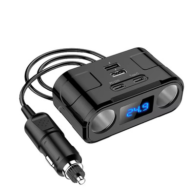 L12C 12V/24V Cigarette Lighter Splitter Car Charger with 2x USB and 2x Type-C PD