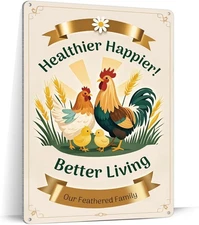 Tin Metal Sign Funny Rustic Farmhouse for Backyard Chickens 8x12
