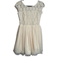 My Michelle Girls Cream Lace Fit Flare Dress Youth 9 Ivory Lined Party Cute