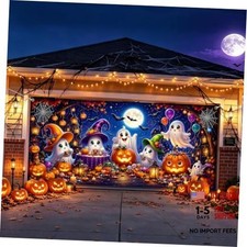 Halloween Garage Door Cover Decorations 6x13Ft Large Cute Ghost Trick OR Treat