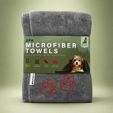 Swissbrand 2PK Microfiber Dog Towels Gray Green Quick Dry Pet Towels 27x44