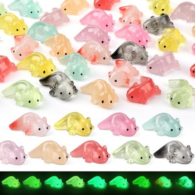 54 Pcs Glow in The Dark Mini Resin Axolotl 1.2 Inch Figurine Small Charm Orna...