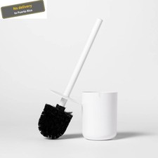 Modern Toilet Brush White : Plastic Scrubber Holder Set for Bathroom Cleaning