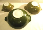 Pyrex Verde Green Cinderella Mixing Bowls #441, #443 #444
