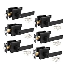Pack Matte Heavy Duty Entry Door Handle Set 6 Keyed Entry Keyed Alike Black