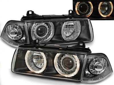 Headlights for BMW 3 Series E36 1991-1997 1998 1999 VR-1162 Angel Eyes Black