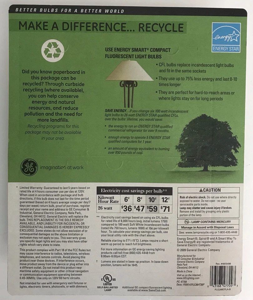 GE 26-Watt Energy Smart Fluorescent Light Bulbs 6 Pack 100 Watt Replacement - Image 2 of 2