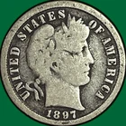 1897-S Barber Dime Good G Coin #45453