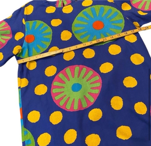 Vintage 80s Bold Bright Print Colored 1980’s Linen Top, Short Sleeved, Medium, 8 - Picture 4 of 6