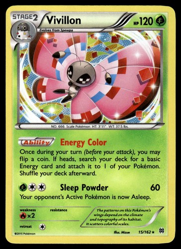 Vivillon 15/162 XY BREAKthrough Cosmos Holo Promo Pokemon Card - LP
