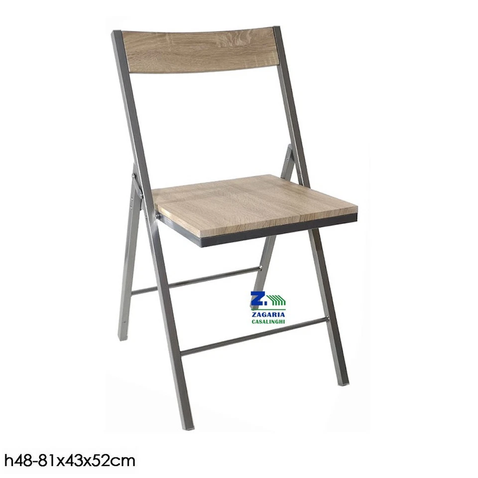 GENERAL TRADE SPA SEDIA PIEGHEVOLE IN METALLO E MDF COLORE ROVERE RICHIUDIBILE SALVASPAZIO 81636