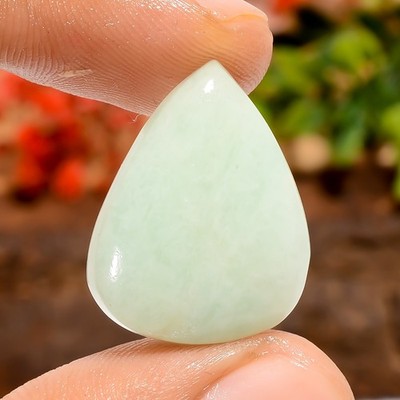 Natural Amazonite Pear Cabochon 17Ct Green Loose Gemstone 23X17mm Jewelry Making