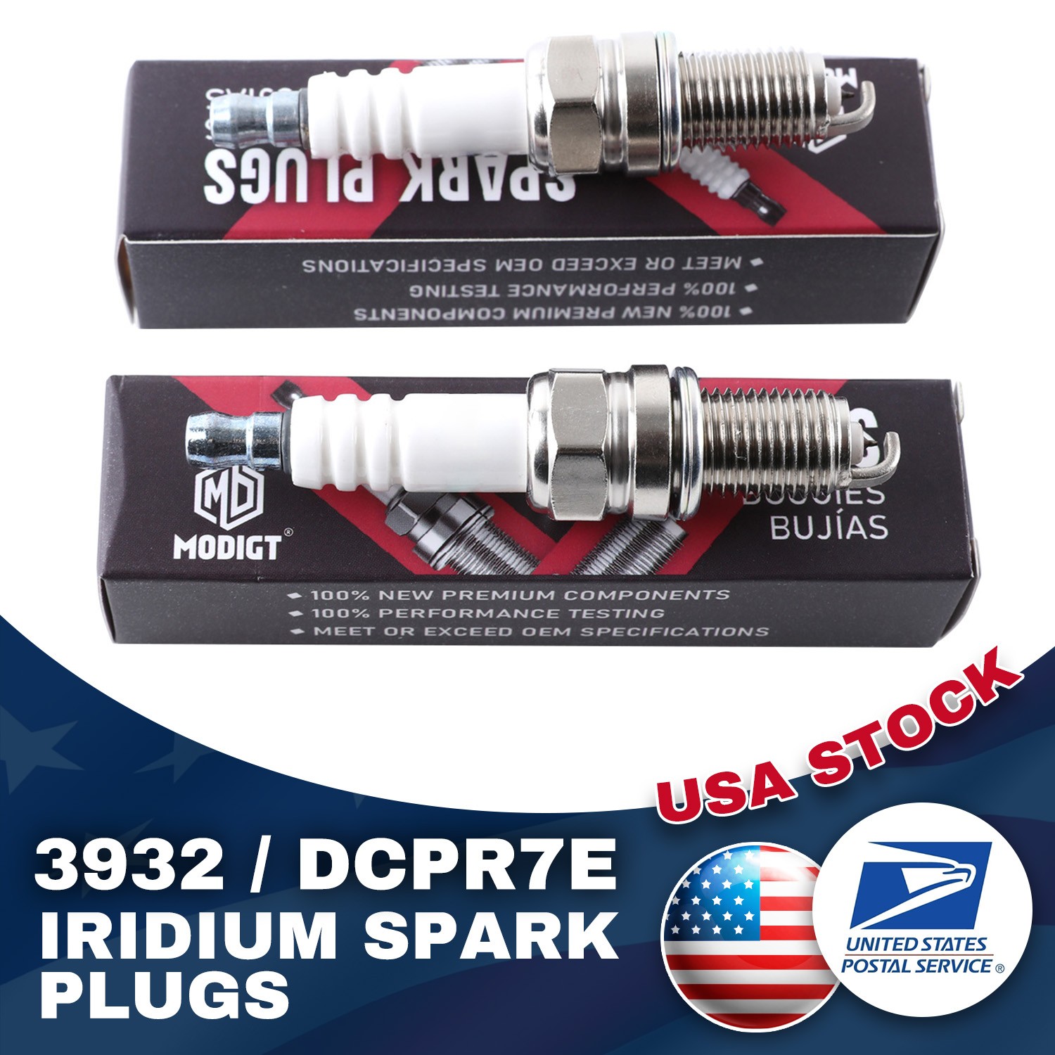 New 2PCS For NGK 3932/DCPR7E Spark Plugs Iridium RA6HC/RA8HC/DR8ES US SHIPPING