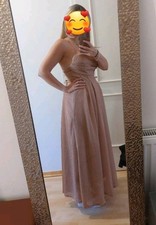 Abendkleid Glitzer Beige Gold S 36 M 38 Glitzerkleid Festlich Ballkleid