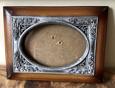 Vintage Bilderrahmen mit Metallintarsien florales Design D