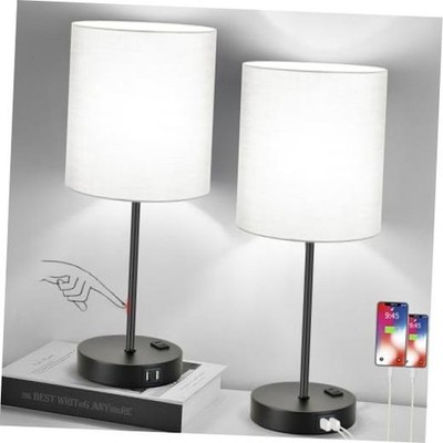 Set of 2 Touch Control (2 Pack)Gray & Matte Black(Base)-5000K Bulbs Included