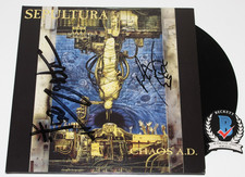 IGOR & MAX CAVALERA SIGNED SEPULTURA CHAOS A.D. VINYL RECORD LP BECKETT COA x2