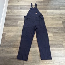 Carhartt Bib Overalls Mens 34x32 Blue Flame Resistant FR Canvas Work NFPA 2112