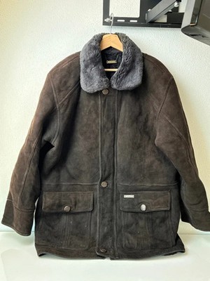 Positano Shearling Lederjacke Herren XL Echtleder Lammfell Dunkelbraun Vintage