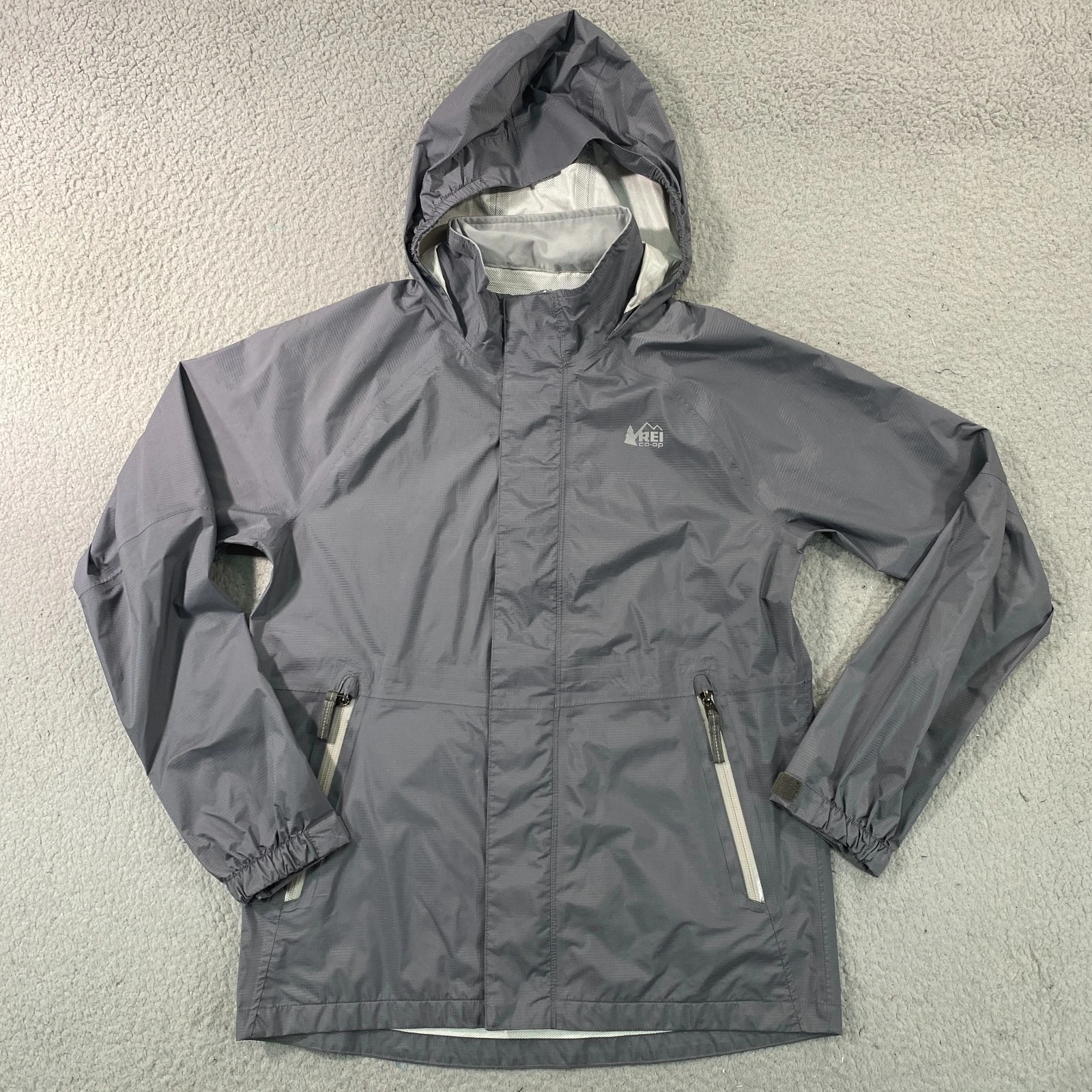 REI Co-Op Kids Lg(14-16) Rain Jacket Gray Rainwall Outdoor Hiking
Opens in a new window or tab