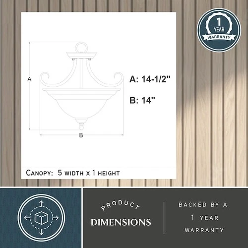 VAXCEL CF65353OBB Babylon 14in Semi-Flush Bronze - Picture 4 of 9