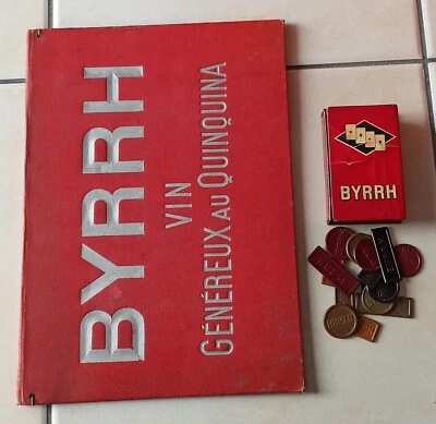 Byrrh Sous-main Publicitaire BYRRH 1930 + boite + 14 jetons en bakélite - Photo 1/4