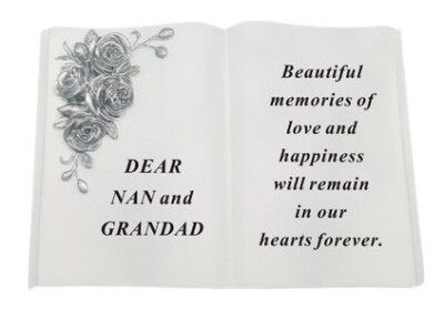 Buch Stein Grab Grab Gedenkmal Erinnerung Garten Plakette Friedhof Ornament