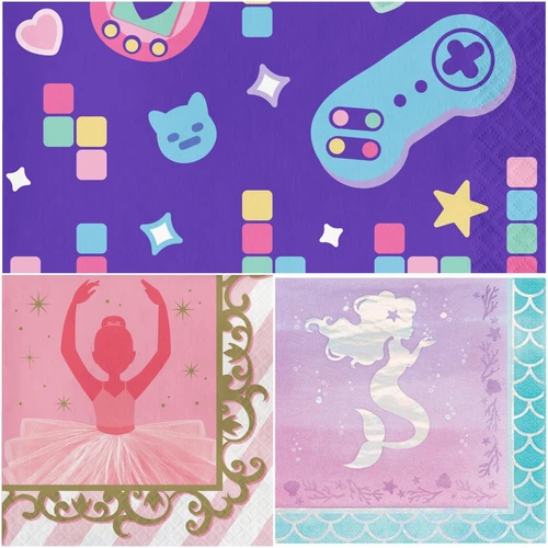 16 Children Paper Napkins Cake Serviettes Kid Birthday Party Tableware Decoupage
