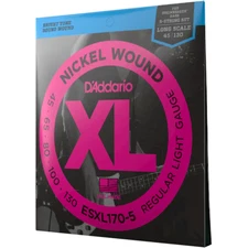 D'Addario EXL170-5 Light, 5-String Nickel Wound Bass Strings, 45-130