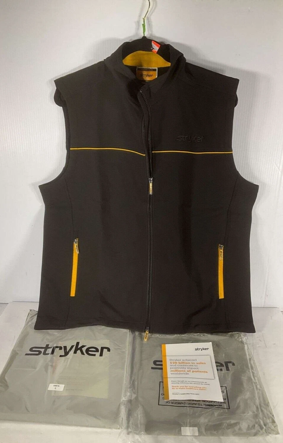 Stryker Men's Vest - Size L - Black w Yellow - Full zip with Pockets - NIB
Opens in a new window or 
