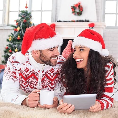 Santa Hat, Christmas Hat, Xmas Holiday Hat for Unisex Adults, Comfortable - Zdjęcie 7 z 7