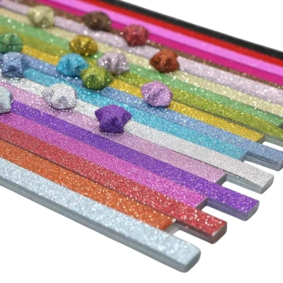 Lucky Stars Origami Paper Folding Glitter Craft Shinny Strips Wish Double-Sided