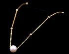 9-10mm White Real Natural AAA Akoya Round Single Pearl Necklace 18" 14k Gold P