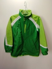 LL Bean Coat Kids sz M 10-12 Green Full Zip Multi Pocket