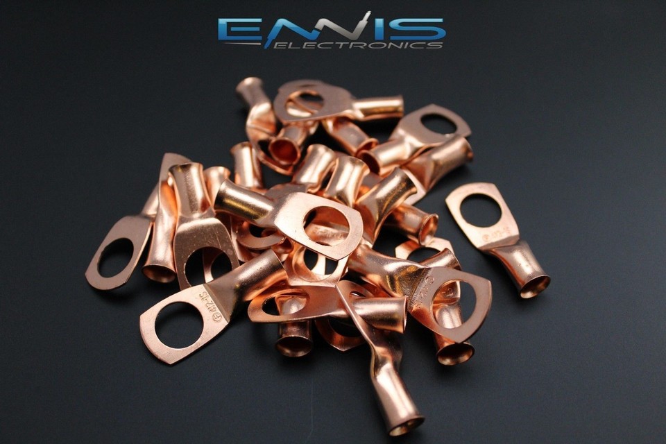 4 GAUGE COPPER 1/2 RING 5 PK CRIMP TERMINAL CONNECTOR AWG GA CAR EYE