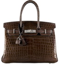 Hermes 30cm Matte Chocolate Niloticus Crocodile Bag