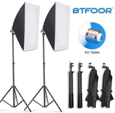 2Pcs Softbox Lighting Kit LED Continuous Photography Tripod Remote Control
