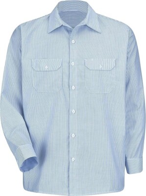 Red Kap Mens RK Industrial Stripe Long Sleeve Work Shirt