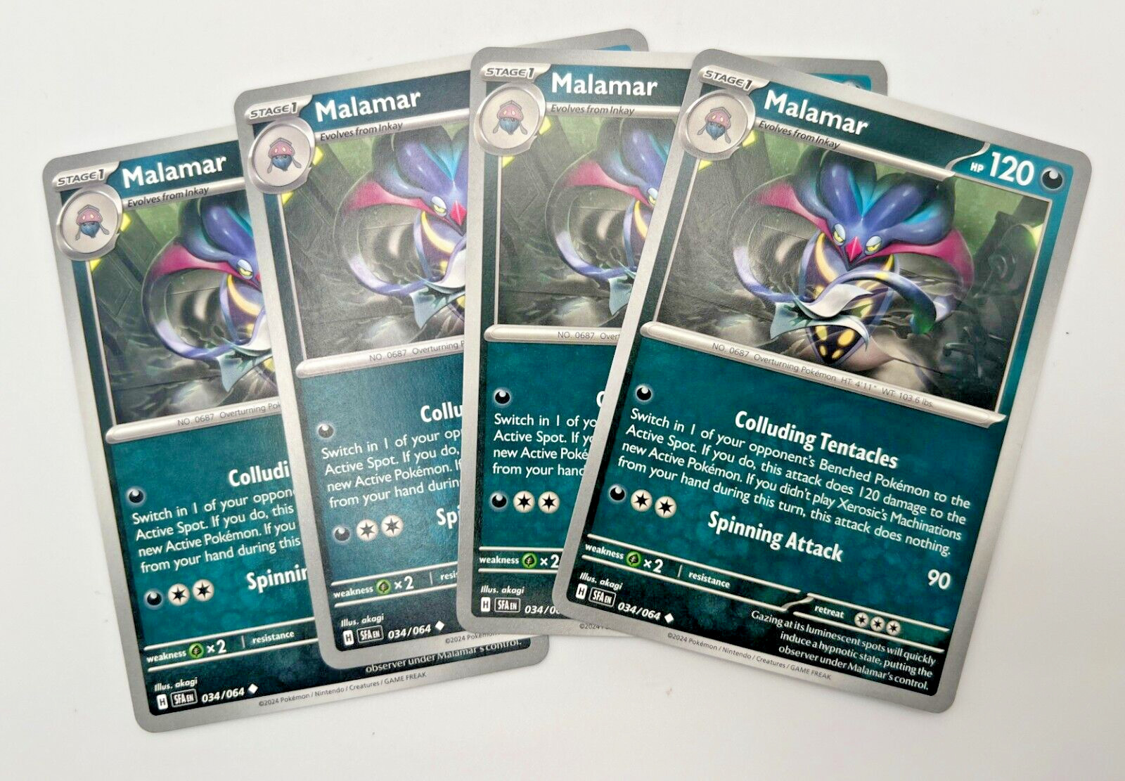 Malamar 034/064 x4 4x Pokémon Card Shrouded Fable 2024 Playset