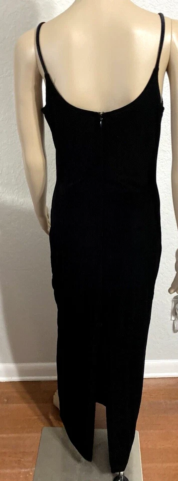 Maxi Vestido Lápiz Vintage Jessica McClintock Negro Terciopelo Talla 5/6 Foto 4 de 4
