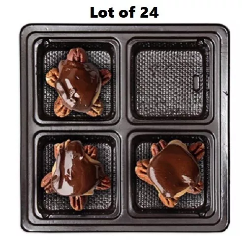Lote de 24 cajas de tratamiento de plástico 4 cavidades con inserto de 1/2 lb panadería de chocolate - Imagen 1 de 5
