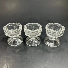 Westmoreland 502 Clear Glass Pedestal Salt Dip Cellar Scalloped Top Set of 3
