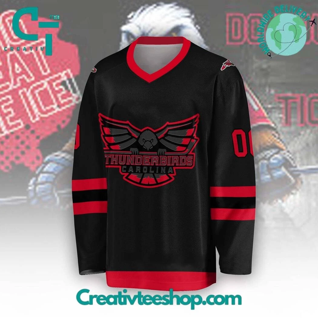 Personalized Carolina Thunderbirds 2025 Hockey Shirt Unisex Black Fan Gear Gift