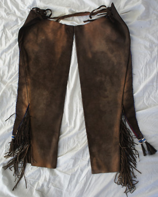 Native American Leather Chaps Pants Western Comanche Movie Prop
