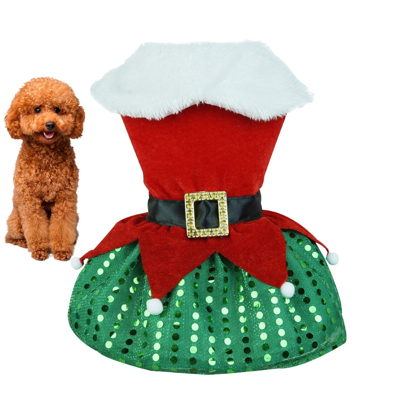 Pet Cat Santa Costume Dog Christmas Dress Warm Outfit Clothes Winter