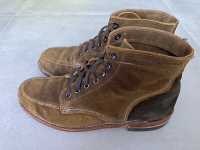 Wolverine 1000 Mile Dark Tan Suede 1940 Apron Moc Toe Boots Sz 7.5