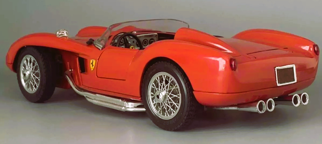 Ferrari Race Car w/Spoke Wheels & 12Cyl. Engine Custom Metal Body1:18SCALE MODEL