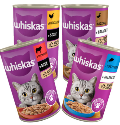 Whiskas Adult Mix 48x400g Feuchtfutter Für Katzen Huhn Rind Thunfisch Ente
