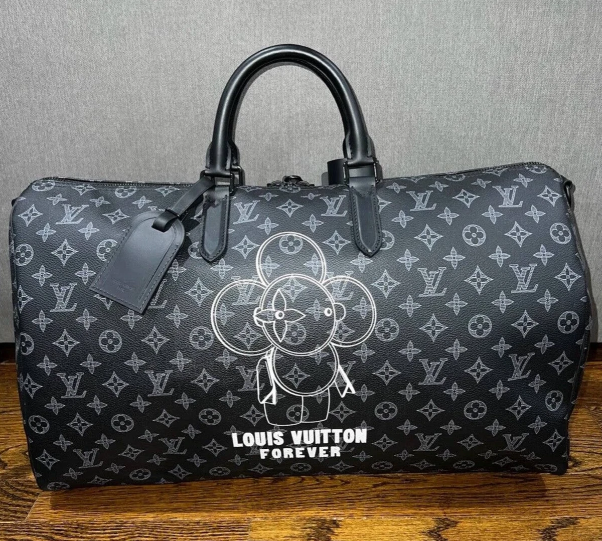 Louis Vuitton Keepall 50 Bandouliere Monogram Eclipse Travel Bag Black