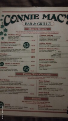 Vintage Connie Mac's Restaurant Menu